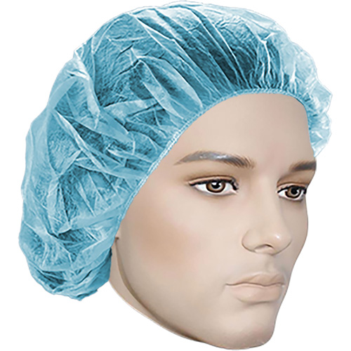 Bouffant Caps, Material, Polypropylene, Size, 24", Colour, Blue