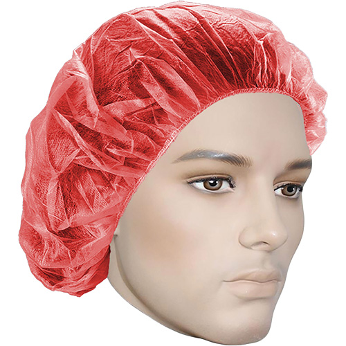 Bouffant Caps, Material, Polypropylene, Size, 21", Colour, Red