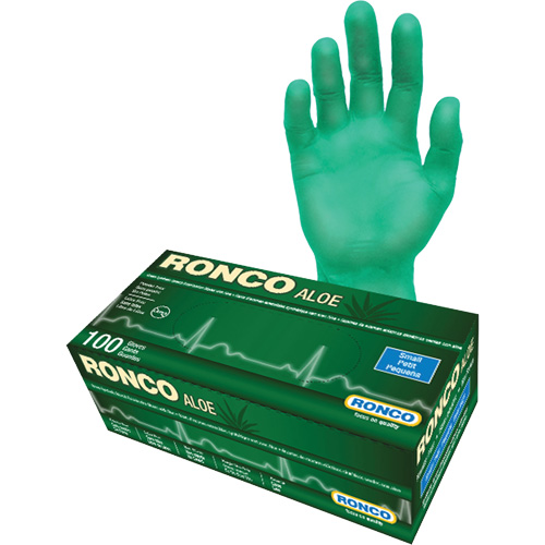 Disposable Gloves with Aloe, Size, Small, Material, Vinyl, Length, 9.5", Thickness, 5-mil