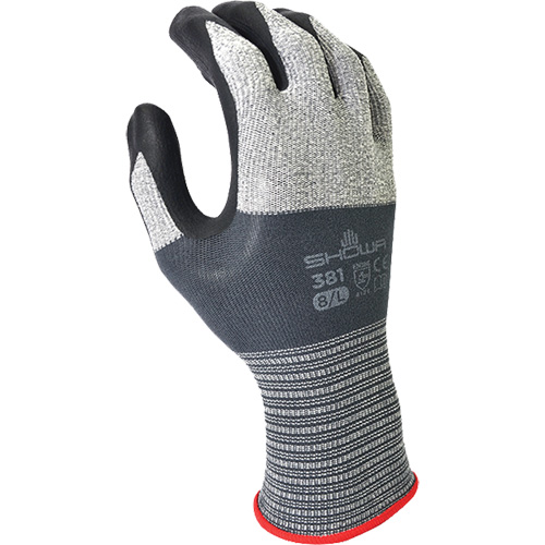 381 Series Coated Gloves, Size, 2X-Large/10, Gauge, 13, Shell Material, Polyester, Coating, Foam Nitrile, Colour, Grey