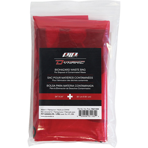 Dynamic? Hazardous Waste Bags, Hazard Type, Infectious Waste, Length, 24", Width, 24", Colour, Red