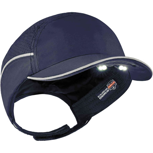 Skullerz? 8965 Lightweight Bump Cap Hat with LED Lighting, Suspension Type, None, Colour, Navy Blue, Brim Style, Short, Insert Material, High-density polyethylene