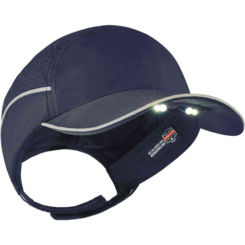 Skullerz? 8965 Lightweight Bump Cap Hat with LED Lighting, Suspension Type, None, Colour, Navy Blue, Brim Style, Long, Insert Material, High-density polyethylene