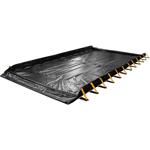 Stinger Snap-Foam Containment Berm, Spill Capacity, 4488 US gal., Dimensions, 50' W x 12' L x 12'H, Side Wall Support Type, Foam Wall, Weight, 230 lbs., Colour, Black