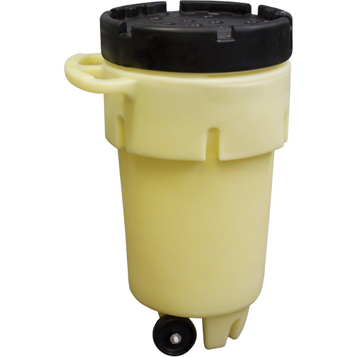 Wheeled Poly-Spillpack, Interior Height, 46", Capacity, 50 US gal., Mobile/Stationary, Mobile, Top Diameter, 29", Bottom Diameter, 24"