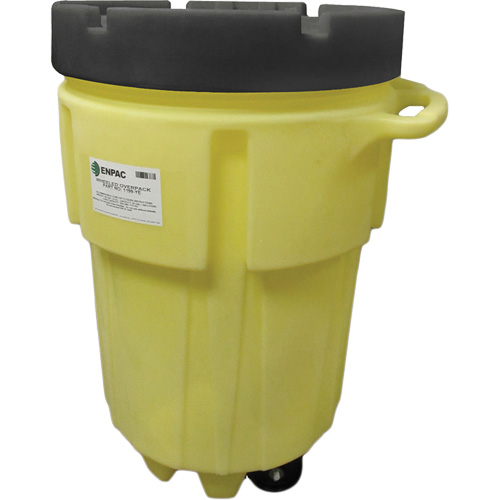 Wheeled Poly-Spillpack, Interior Diameter, 31.5", Interior Height, 47.5", Capacity, 95 US gal., Mobile/Stationary, Mobile, Weight, 50 lbs., Colour, Yellow