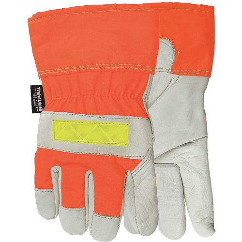 Winter Flashback Gloves, Size, Medium, Inner Lining, Thinsulate™, Leather Palm Type, Grain Cowhide, Cuff Style, Safety/Elastic, Colour, High Visibility Orange