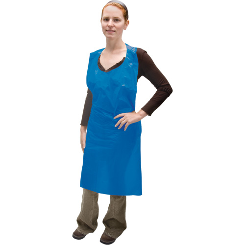 Polyethylene Apron, Material, Polyethylene, Length, 46", Width, 35", Colour, Blue, Manufacturer's Warranty, 1 Year Limited