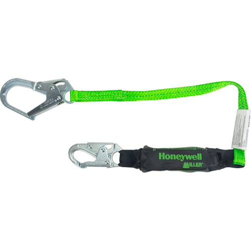 Miller? HP? Shock-Absorbing Lanyard, Length, 4', Standard(s) Met, Meets/Exceeds CSA-Z259.11, Minimum Weight Capacity, 120 lbs., Maximum Weight Capacity, 335 lbs., Colour, Green, Connectors' Gate Load Capacity, 3600 lbs.