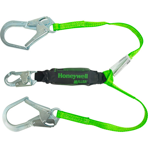 Miller? HP? Shock-Absorbing Lanyard, Length, 4', Standard(s) Met, Meets/Exceeds CSA-Z259.11, Minimum Weight Capacity, 120 lbs., Maximum Weight Capacity, 335 lbs., Colour, Green, Connectors' Gate Load Capacity, 3600 lbs.
