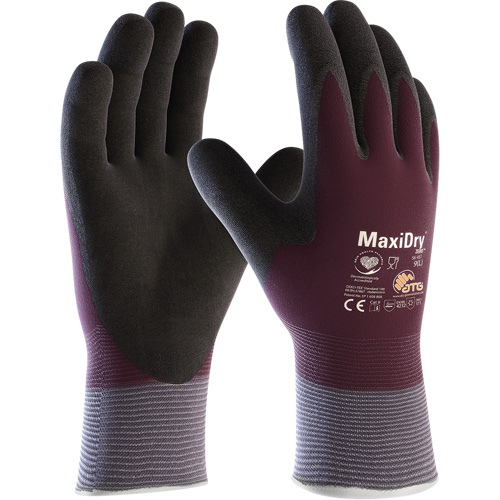ATG MaxiDry? Zero? Coated Gloves with Thermal Lining, Size, Large, Gauge, 15, Shell Material, Nylon/Spandex, Coating, Foam Nitrile, Abrasion Resistance, EN 388 Level 4, Cut Resistance, EN 388 Level 2