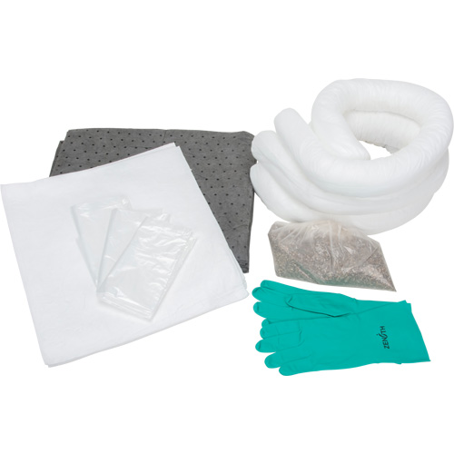 Spill Kit, Spill Type, Oil Only/Universal, Container Type, Bag, Absorption Capacity, 10 US gal., Stationary/Mobile/Portable, Portable, Description, Nylon Bag, Manufacturer's Warranty, 1 Year Limited