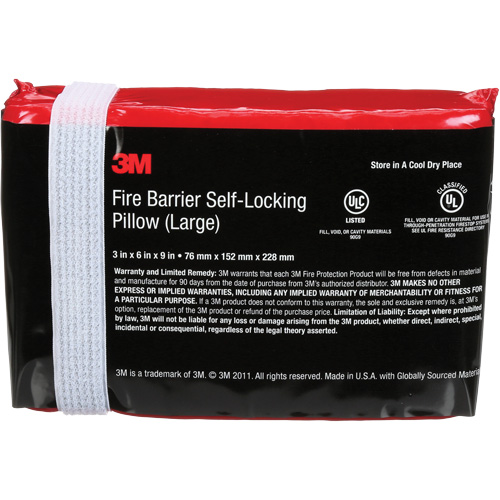 Fire Barrier Self-Locking Pillow, Length, 9", Width, 6"