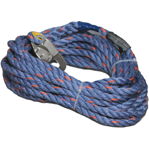 Vertical Lifeline, Material, Copolymer, Length, 100', Connector, Snap Hook, Length, 100'