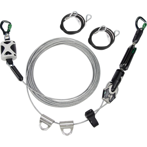 Temporary Horizontal Lifeline, Material, Galvanized Cable, Lifeline Length, 60', Weight, 17.4 lbs.