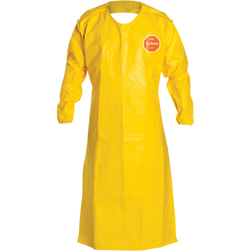 Tychem? 2000 Extra-Long Long-Sleeved Apron, Material, Polyethylene, Length, 52", Width, 28.5", Colour, Yellow, Sleeve Length, 21.5"