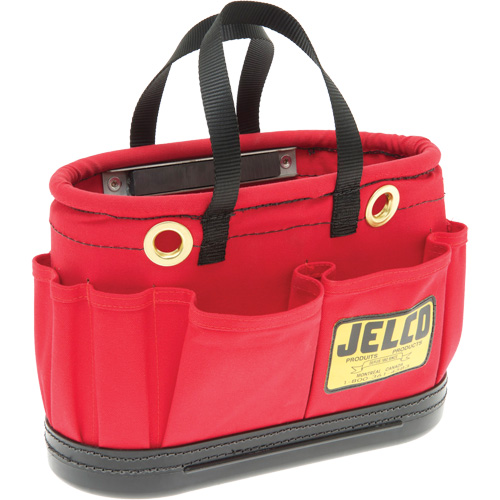 Aerial Tool Bucket with Magnet, Length, 14", Width, 7", Height, 10", Colour, Red, Weight, 2.3 lbs.