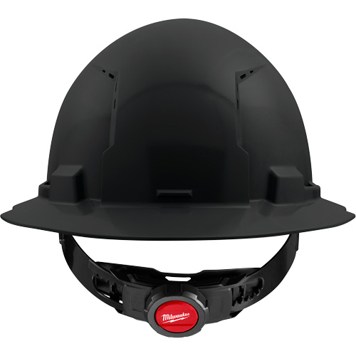 Full Brim Hardhat with 4-Point Suspension System, Suspension Type, Ratchet, Colour, Black, Venting Type, Vented, Certification(s), Meets/Exceeds CSA Type 1/ANSI Type I