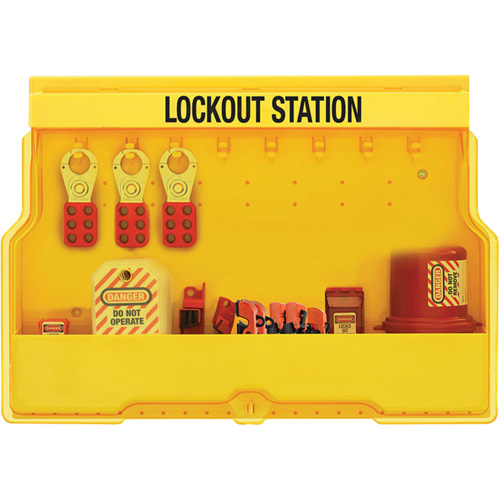 Premier Electrical Lockout Station, Padlocks Included, Not Included, Type of Padlocks Included, None, Padlock Capacity, 16, Usage Rating, Severe Use, Width, 23.5"