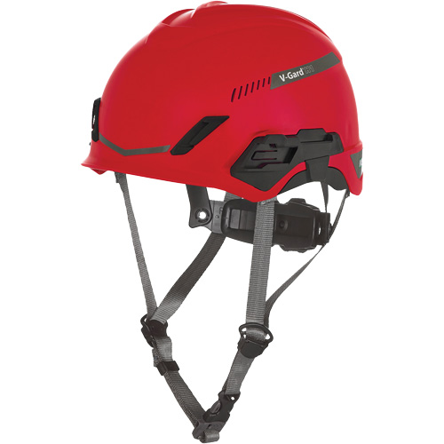 V-Gard? H1 Safety Helmet, Suspension Type, Ratchet, Colour, Red, Venting Type, Vented, Certification(s), ANSI Type I/Meets/Exceeds CSA Type 1, Material, HDPE