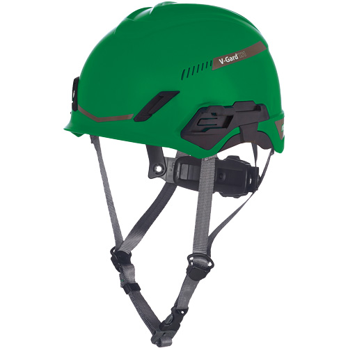 V-Gard? H1 Safety Helmet, Suspension Type, Ratchet, Colour, Green, Venting Type, Vented, Certification(s), ANSI Type I/Meets/Exceeds CSA Type 1, Material, HDPE