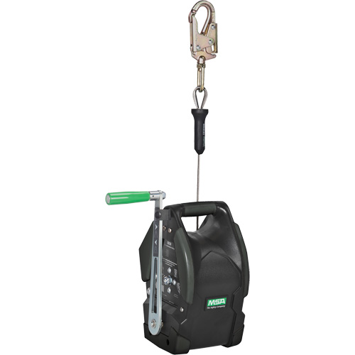 65' Workman? Winch, Lifeline Material, Stainless Steel Cable, Maximum Working Load, Personnel (400 lbs. / 181 kg), Materials (620 lbs. / 282 kg), Cable Diameter, 3/6" (5 mm)