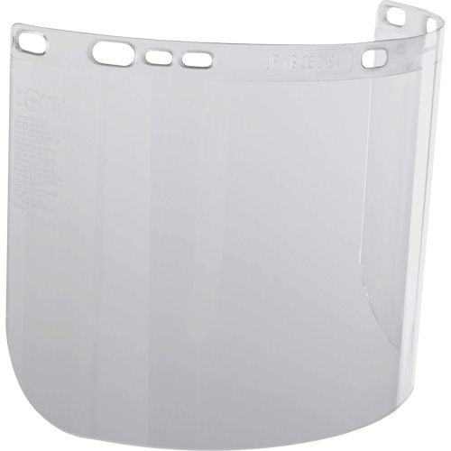 F20 Clear Moulded Faceshield, Height, 8", Width, 15-1/2", Thickness, 0.06", Material, Polycarbonate, Binding, Unbound
