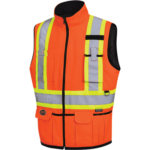 6688 Reversible Insulated Safety Vest, Colour, High Visibility Orange, Reflective Stripe Colour, Yellow & Silver, Size, 5X-Large, Material, Poly-Cotton