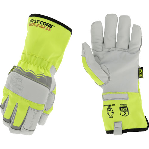 Hi-Viz Needlestick Protection Gloves, Size, Medium, Gauge, Non-Knit, Shell Material, DuraHide?, Coating, Polyurethane