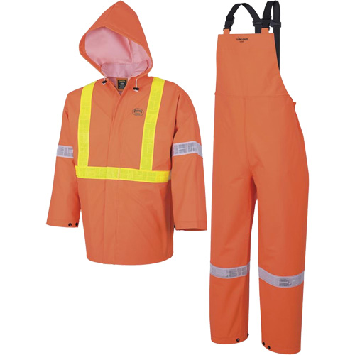 R85 Element FR? FR 3-Piece Safety Rain Suit, Material, PVC, Size, Small, Colour, High-Visibility Orange, Material, 13 oz/ydý PVC on Polyester, Standard(s) Met, CGSB 155.20-2000 Type 3 & CSA Z96-15
