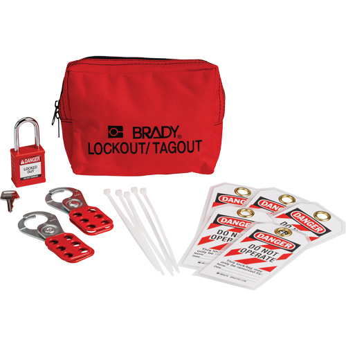 Lockout Tagout Kit with Nylon Safety Padlock in Pouch, No. of Components Included, 14, Type of Kit, Electrical