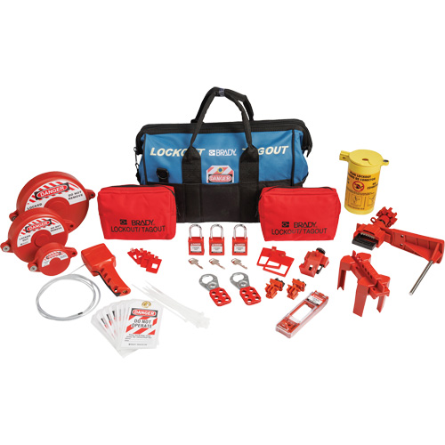 Lockout Tagout Kit with Nylon Safety Lockout Padlocks in Duffel Bag, No. of Components Included, 31, Type of Kit, Electrical/Valve