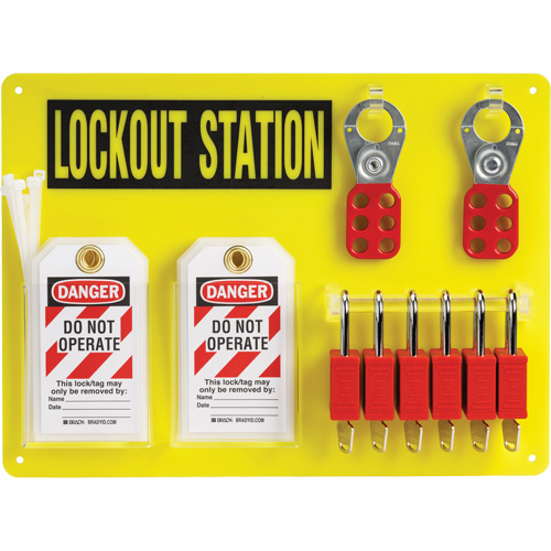 Lockout Board with Keyed Different Nylon Safety Lockout Padlocks, Padlocks Included, Included, Type of Padlocks Included, Plastic, Padlock Capacity, 6