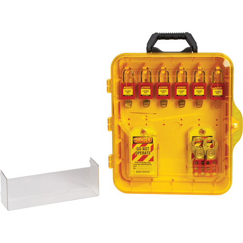 Lockout Station with Keyed Different Nylon Safety Lockout Padlocks, Padlocks Included, Included, Type of Padlocks Included, Plastic, Padlock Capacity, 6