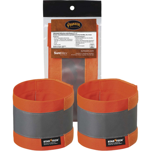 142A High-Visibility Adjustable Ankle Bands, Width, 4", Length, 18"