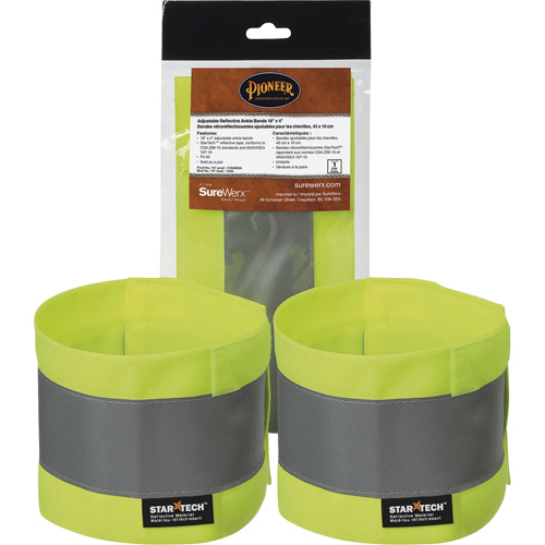 143A High-Visibility Adjustable Ankle Bands, Width, 4", Length, 18"