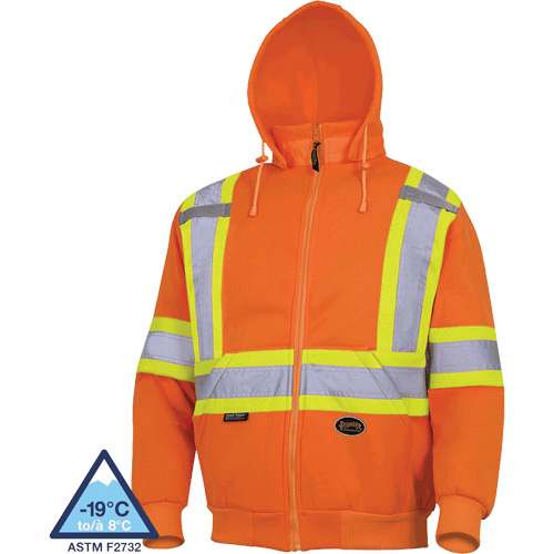 6924 Hoodie, Background Colour, High Visibility Orange, Reflective Stripe Colour, Silver/Yellow, Size, Small, Material, Fleece/Polyester, Additional Certification(s), ANSI/ISEA 107-2020 Class 3 Type P & R