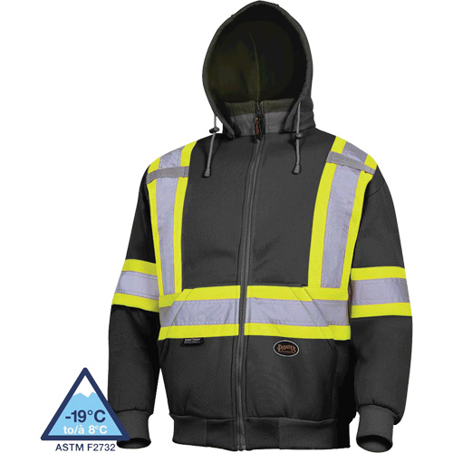 6925BK Hoodie, Background Colour, Black, Reflective Stripe Colour, Silver/Yellow, Size, 5X-Large, Material, Fleece/Polyester, Additional Certification(s), ANSI/ISEA 107-2020 Class 1 Type O