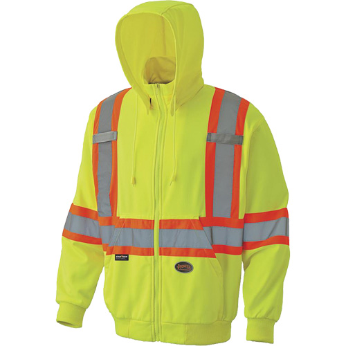 6941 Zip Style Hoodie, Background Colour, High Visibility Yellow, Reflective Stripe Colour, Silver/Orange, Size, 2X-Large, Material, Fleece, Additional Certification(s), ANSI/ISEA 107-2020 Class 3 Type P & R