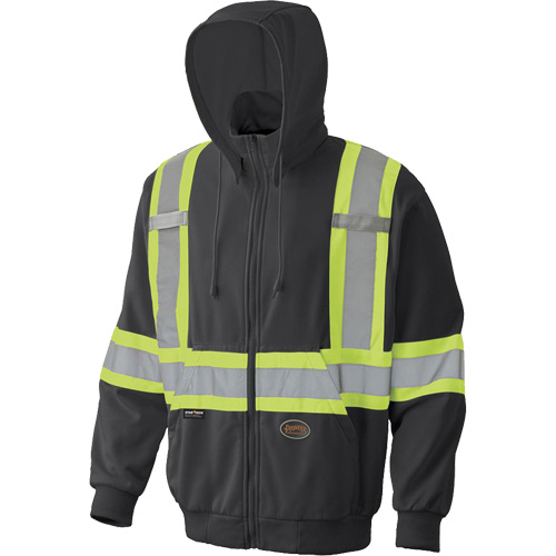 6942 Zip Style Hoodie, Background Colour, Black, Reflective Stripe Colour, Silver/Yellow, Size, Medium, Material, Fleece, Additional Certification(s), ANSI/ISEA 107-2020 Class 1 Type O