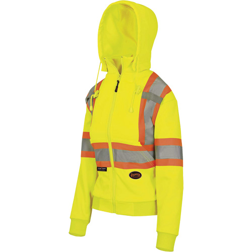 6925W Women's Zip Style Hoodie, Background Colour, High Visibility Yellow, Reflective Stripe Colour, Silver/Orange, Size, 4X-Large, Material, Fleece, Additional Certification(s), ANSI/ISEA 107-2020 Class 3 Type P & R