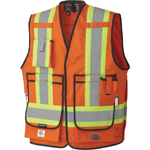 7732 FR-Tech? Flame-Resistant Arc Surveyor's Vest, Material, Cotton/Nylon, Size, 3X-Large, Colour, High Visibility Orange, Standard(s) Met, ASTM F1506/NFPA 2112/NFPA 70E, Standard(s) Met, CSA Z96-22 Class 2 Level 2 and Class 2 Level FR,  CGSB 155.20-2017, CSA Z462-2021, Thermal Protective Performance (TPP), 8.4 cal/cmý