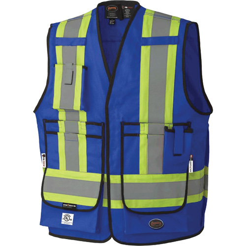 7733 FR-Tech? Flame-Resistant Arc Surveyor's Vest, Material, Cotton/Nylon, Size, X-Large, Colour, Royal Blue, Standard(s) Met, ASTM F1506/NFPA 2112/NFPA 70E, Standard(s) Met, CSA Z96-22 Class 2 Level 2 and Class 2 Level FR,  CGSB 155.20-2017, CSA Z462-2021, Thermal Protective Performance (TPP), 8.4 cal/cmý