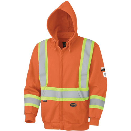 338SF Flame-Resistant Zip-Style Safety Hoodie, Material, Cotton, Size, 6X-Large, Colour, High Visibility Orange, Men's/Women's, Men's, Additional Certification(s), CSA Z462-2021, CGSB 155.20-2017, CSA Z96-22 Class 1 Level 2 & Class 1 Level FR, Thermal Protective Performance (TPP), 12.6 cal/cmý