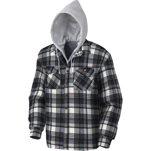 415BG Quilted Hooded Shirt, Material, Boa/Polar Fleece, Size, Medium, Colour, Multi-Colour, Men's/Women's, Men's, Pattern, Grey & Blue Plaid, No. of Pockets, 4