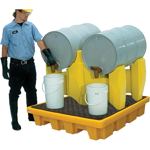 Ultra-Drum Rack 2-Drum Containment System with Drain, Length, 53", Width, 53", Height, 44.8", Spill Capacity, 1500 US gal.