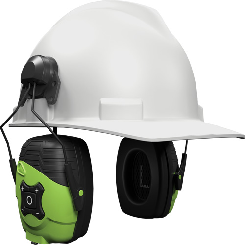 Safety Green Link Aware Bluetooth Earmuffs, Style, Cap Mount, Meets/Exceeds CSA Class, B, NRR dB, 21, Manufacturer's Warranty, 1-Year Limited
