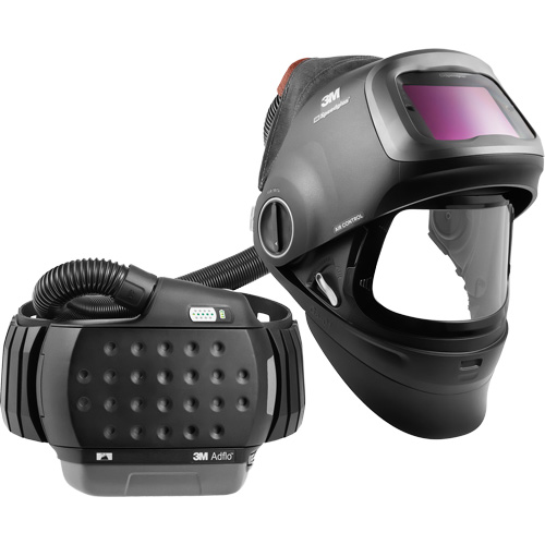 Speedglas? G5-01 Heavy-Duty Welding Helmet with Adflo? PAPR Assembly, Head Gear, Welding Helmet, Battery Type, Lithium-Ion, Includes, 3M? Speedglas? G5-01 Helmet Assembly; lithium-ion battery; charger; high-efficiency particulate filter; prefilter; spark arrestor; wide leather belt; and self-adjusting breathing tube, Auto-Darkening Filter, G5VC