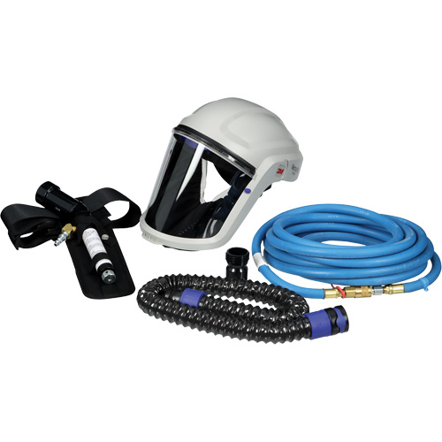Versaflo? Supplied Air Cooling Valve Kit V-100PSK, Paint Spray Kit, Includes, Supplied Air Cooling Valve Assembly V-100; Respiratory Faceshield Assembly M-206; Length Adjusting Breathing Tube BT-30; Standard PAPR Belt TR-325; Premium Holder V-112; Breathing Tube Cover BT-922; Air Hose W-9435-25, Connection Type, Compressed Air Line