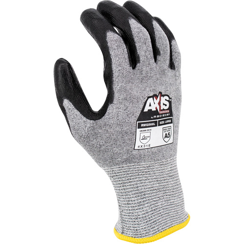 RWG566 AXIS? Cut Protection Touchscreen Work Glove, Size, Large, Gauge, 18, Shell Material, HPPE/Stainless Steel, Coating, Polyurethane, Colour, Grey & Black